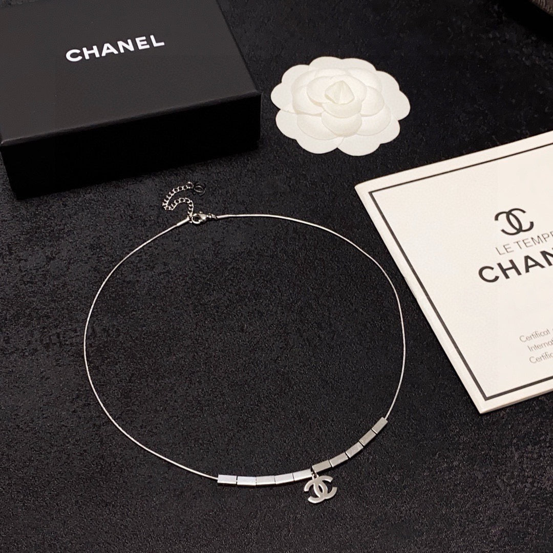 silver double c Pendant for women - alternate angle view 6
