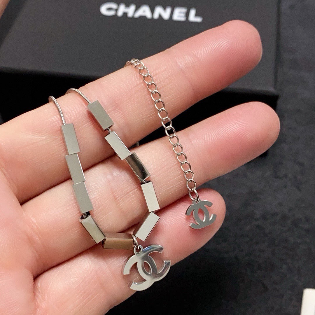 silver double c Pendant for women - alternate angle view 8