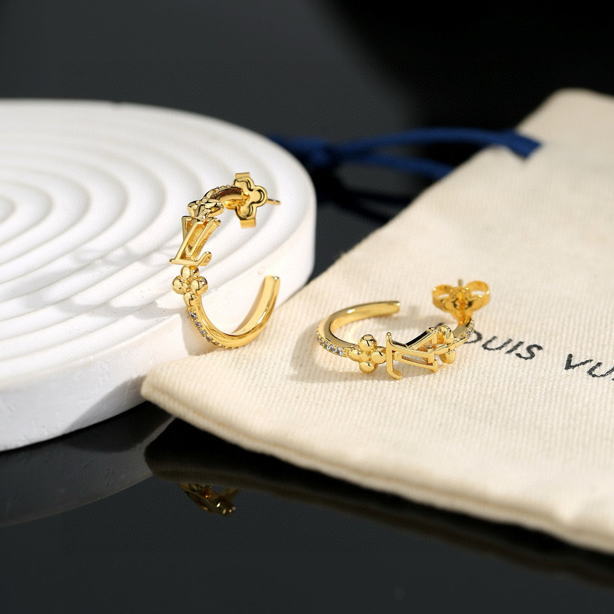 letter Stud Earrings for women - product detail view