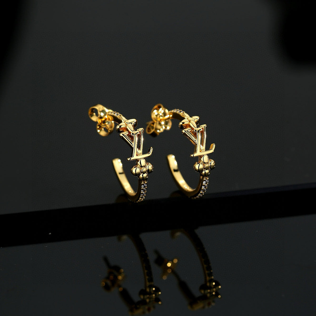 letter Stud Earrings for women - alternate angle view 5