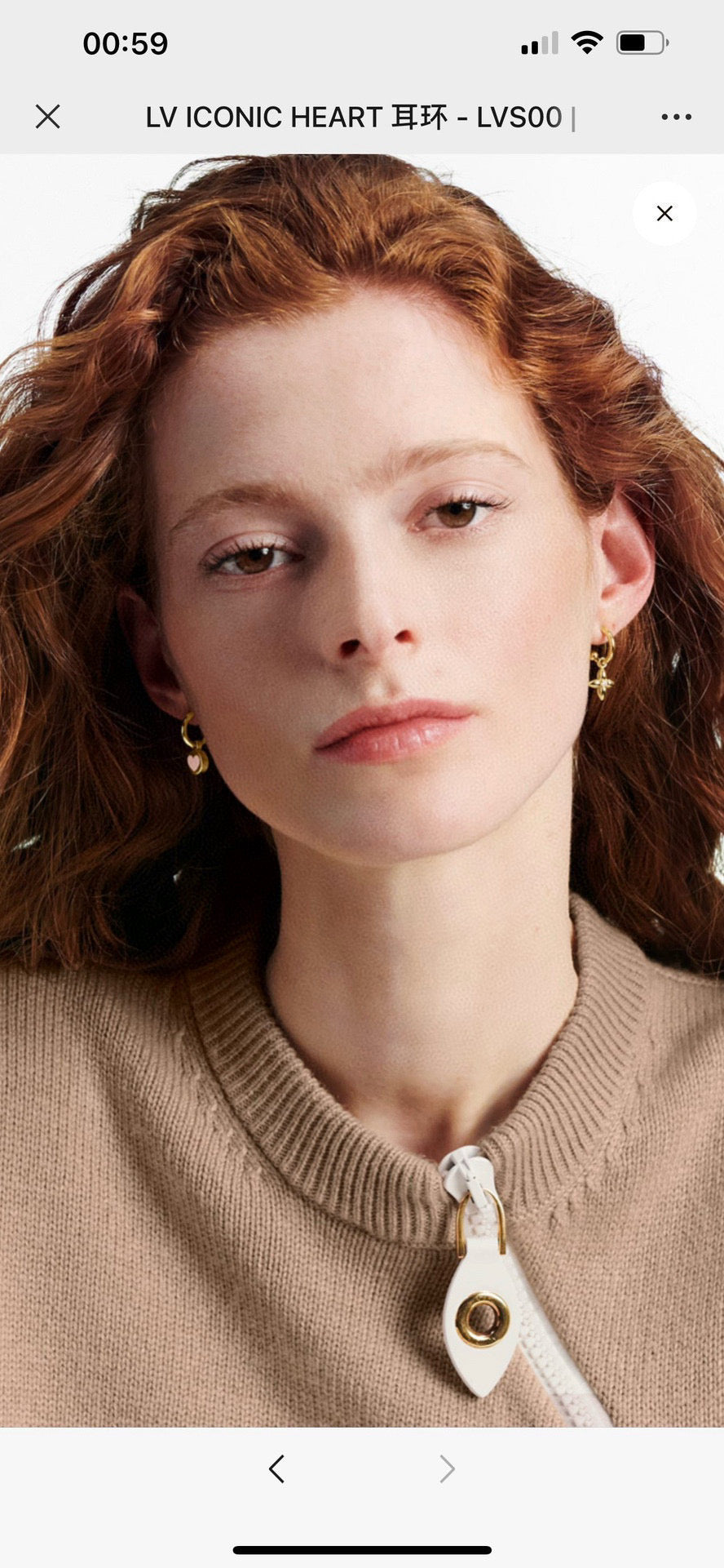 gold heart Stud Earrings for women - alternate angle view 6