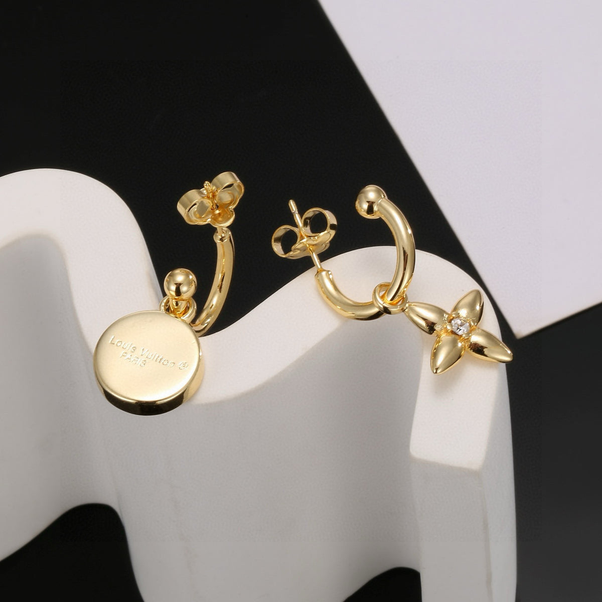 gold heart Stud Earrings for women - alternate angle view 5