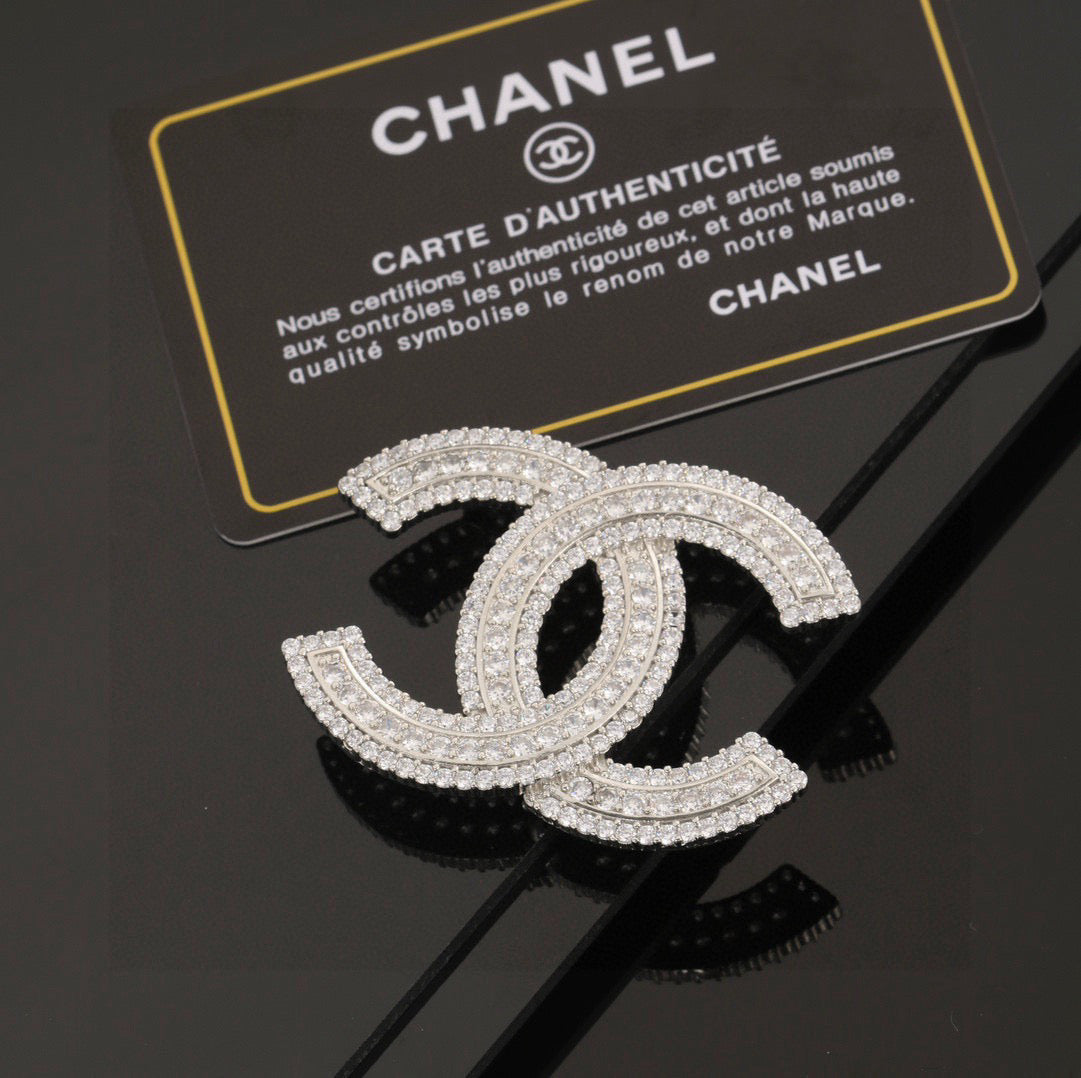 crystal double c Brooch for women - product detail view