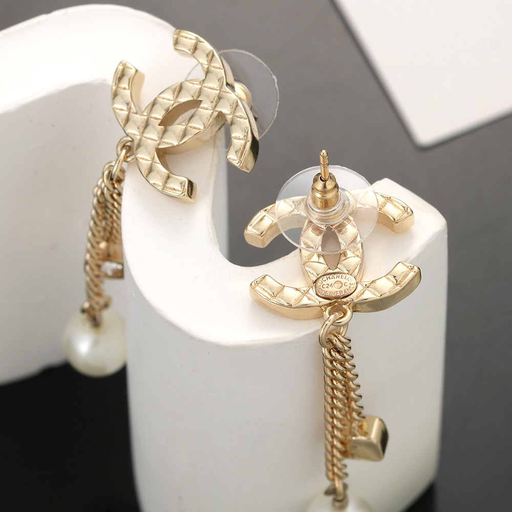 gold sterling silver elegant Drop Earrings for women - alternate angle view 3