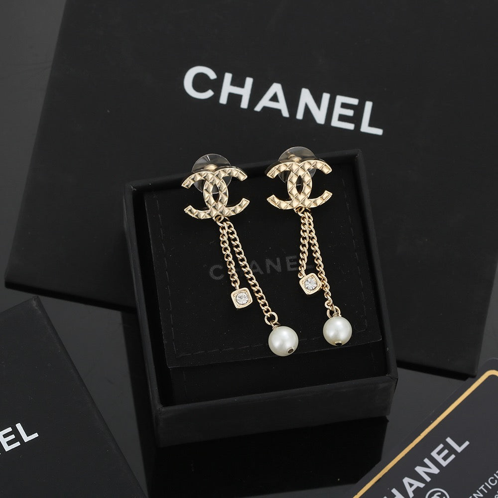 gold sterling silver elegant Drop Earrings for women - product detail view
