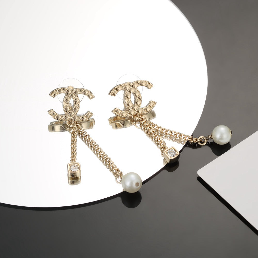 gold sterling silver elegant Drop Earrings for women - alternate angle view 2