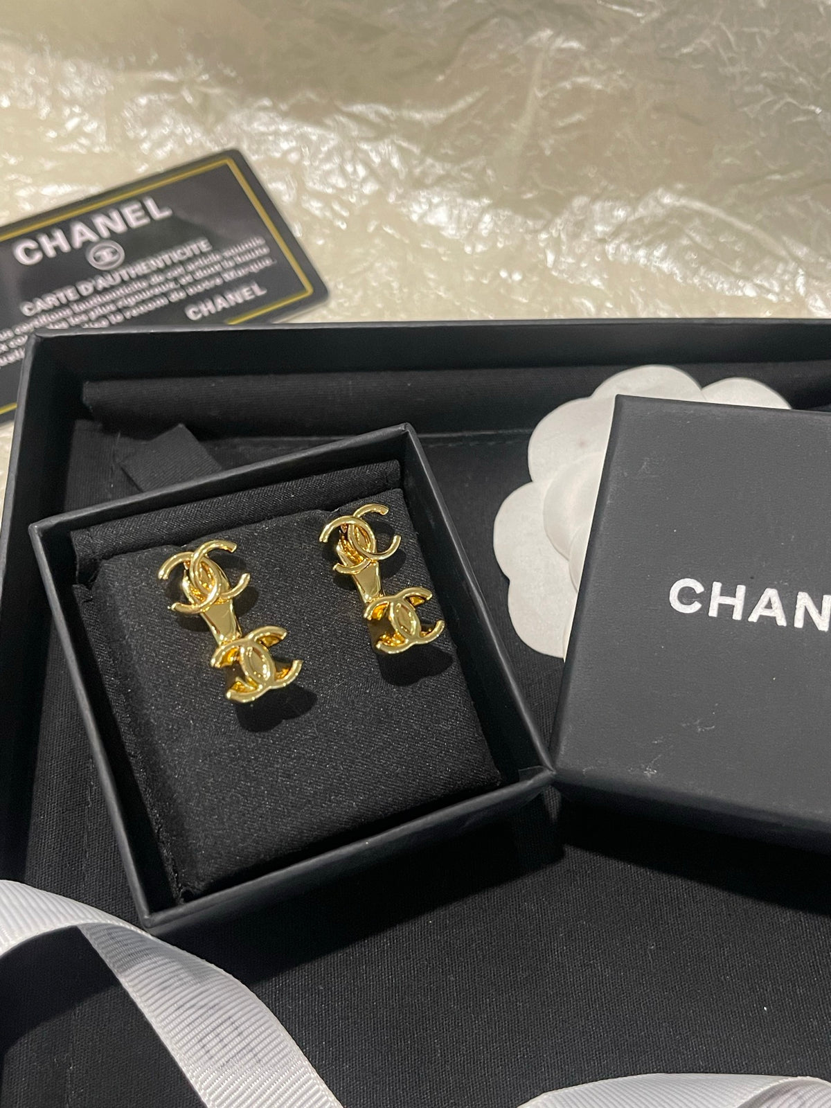 gold double c Stud Earrings for women - product detail view