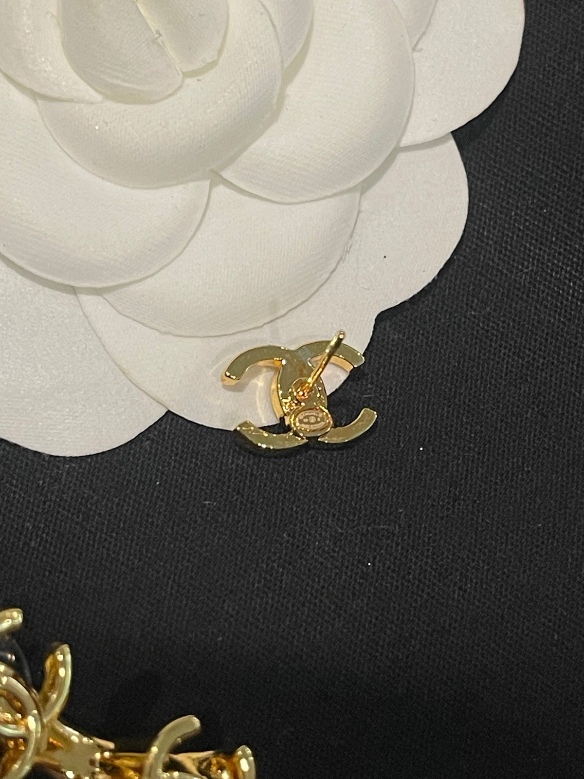 gold double c Stud Earrings for women - alternate angle view 9