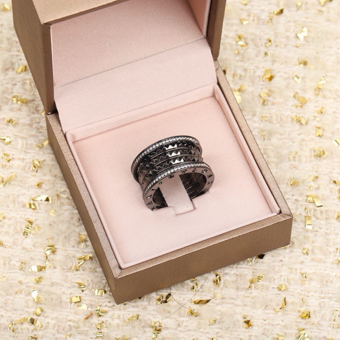 gold 925 sterling silver crystal inlaid Ring for women - alternate angle view 3