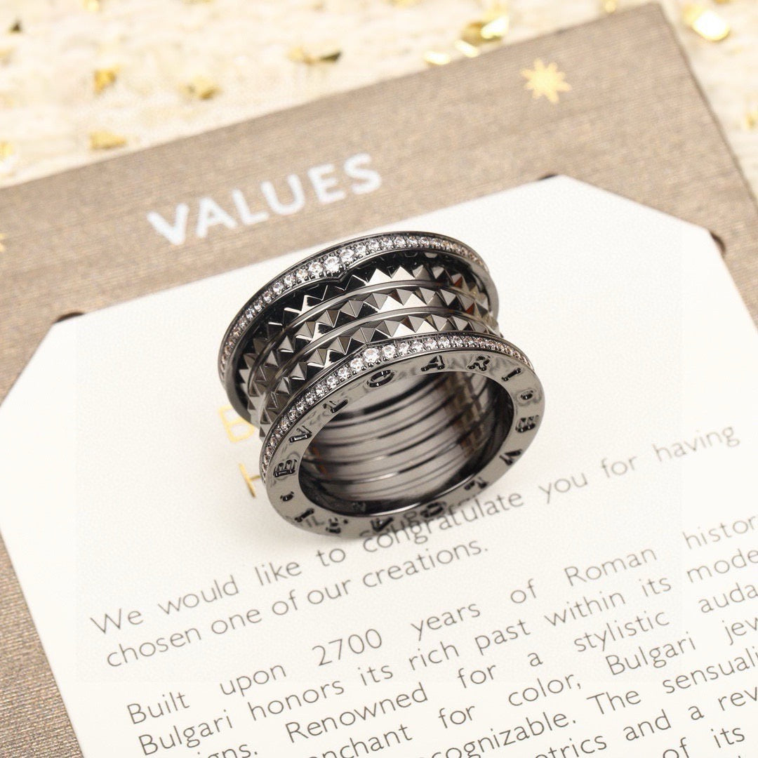 gold 925 sterling silver crystal inlaid Ring for women - product detail view