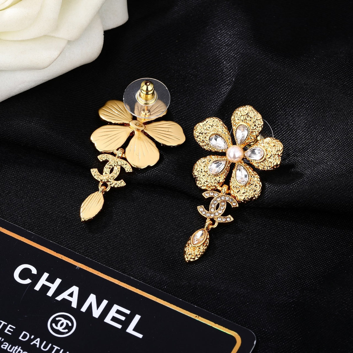 yellow brass double c Drop Earrings for women - alternate angle view 6