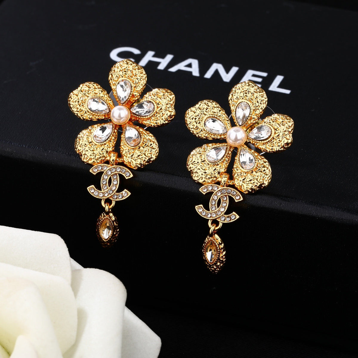 yellow brass double c Drop Earrings for women - alternate angle view 7