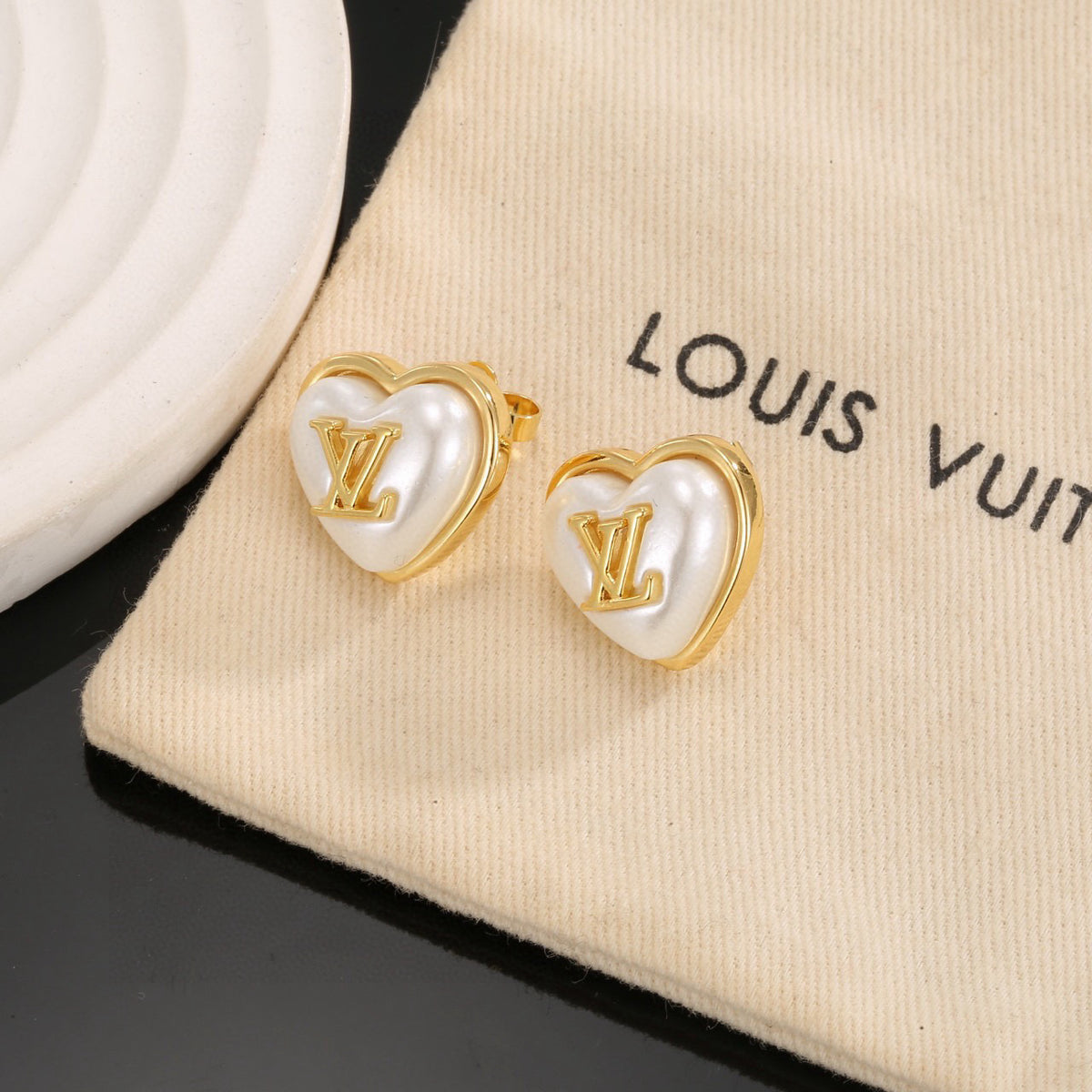 resin letter Stud Earrings for women - alternate angle view 3