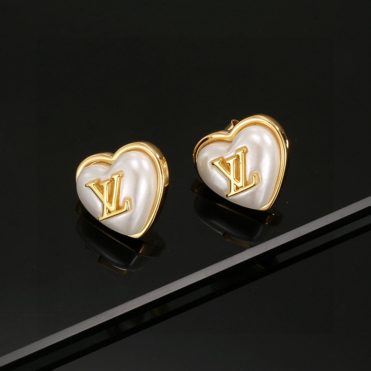 resin letter Stud Earrings for women - alternate angle view 2