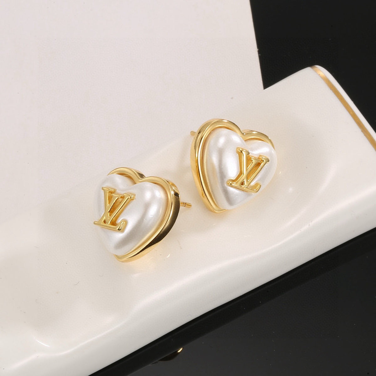 resin letter Stud Earrings for women - alternate angle view 4