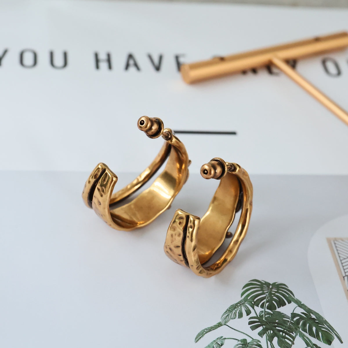 gold metal letter fashion accessory for women - alternate angle view 4