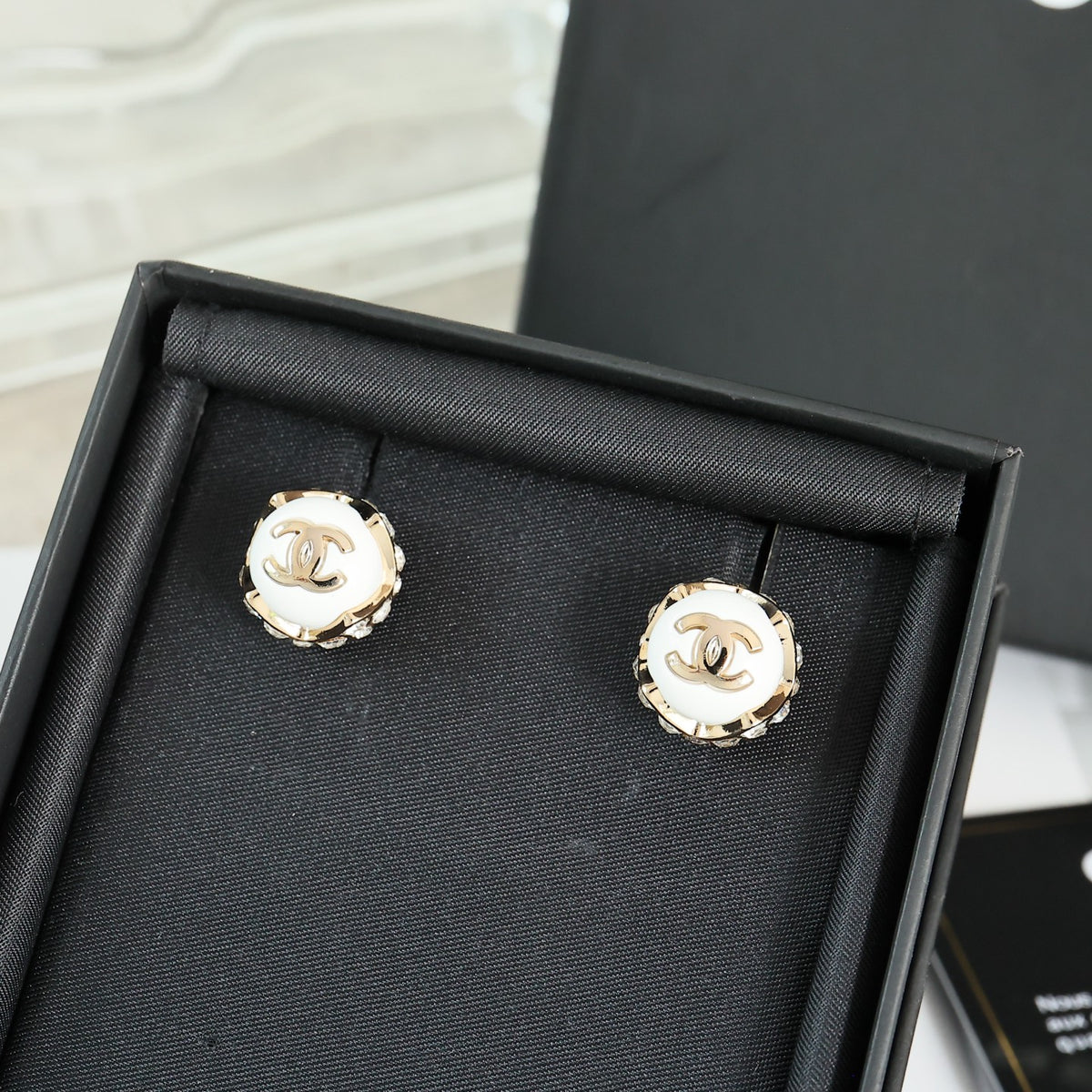 gold crystal double c Stud Earrings for women - alternate angle view 4