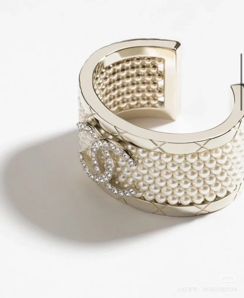 gold pearl Bangle for women - alternate angle view 2