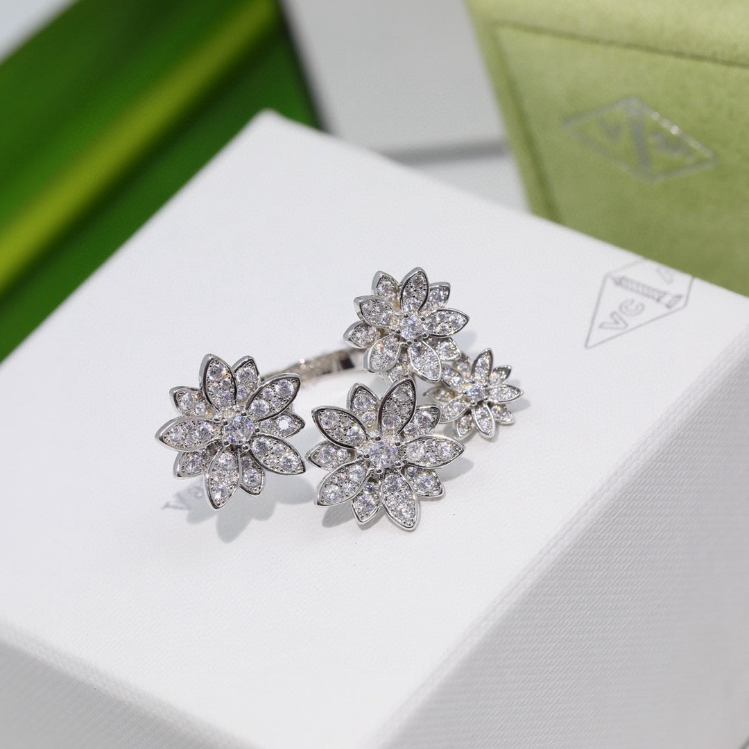 white gold floral Ring for women - alternate angle view 5