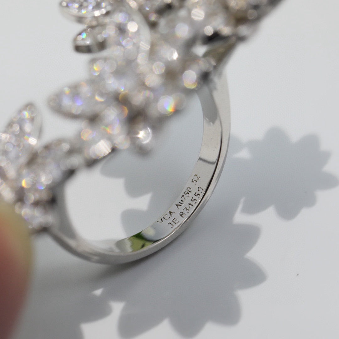 white gold floral Ring for women - alternate angle view 7