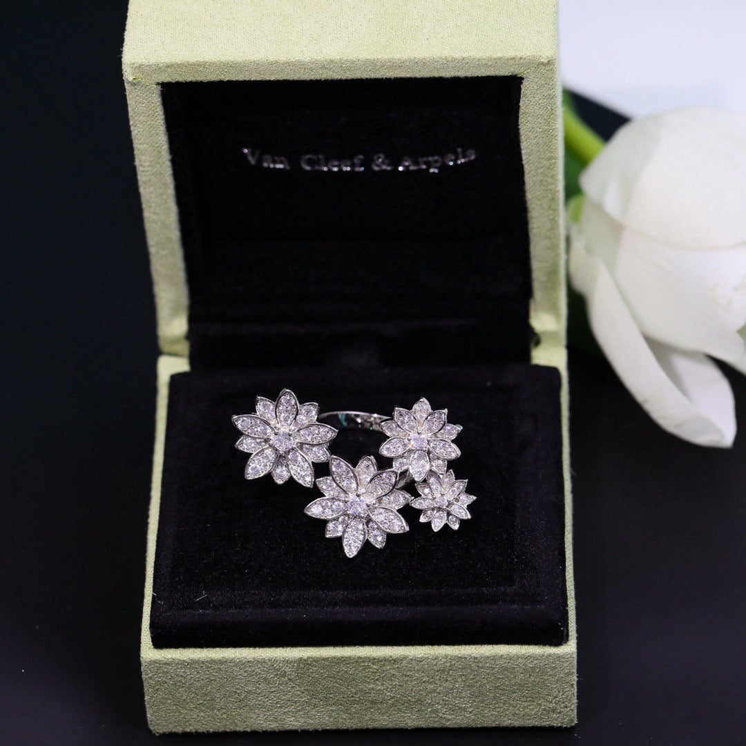 white gold floral Ring for women - alternate angle view 4