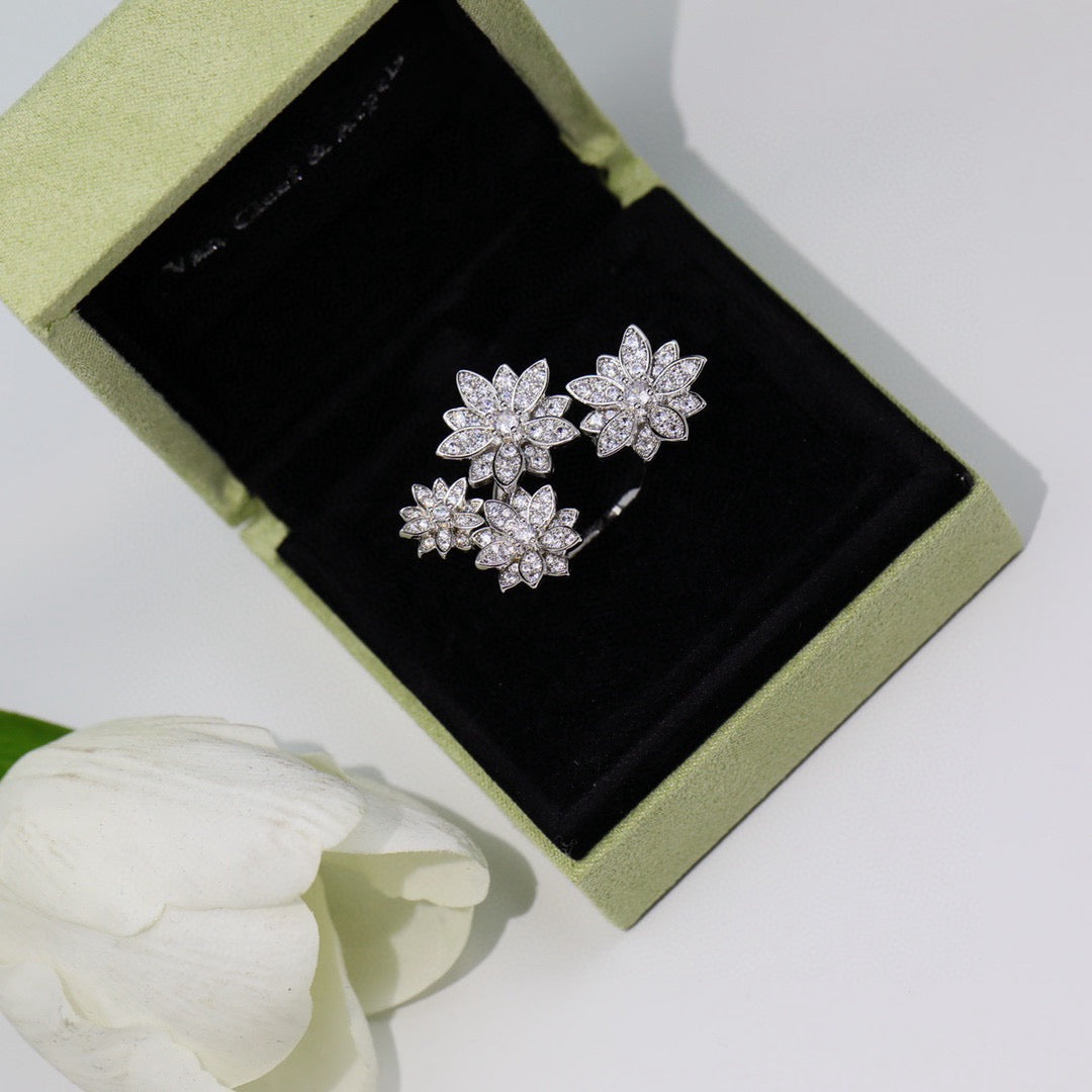 white gold floral Ring for women - alternate angle view 2