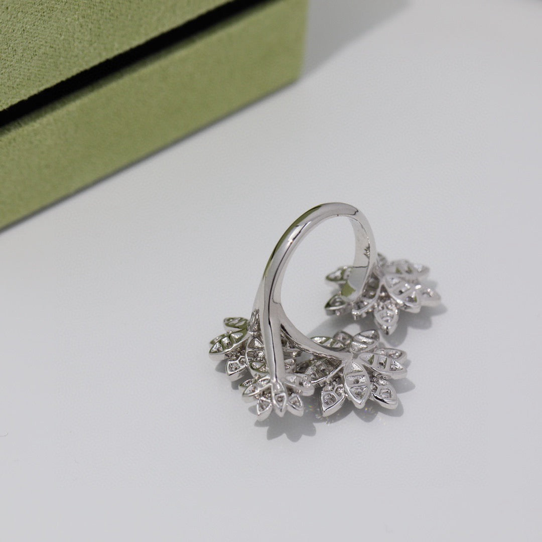 white gold floral Ring for women - alternate angle view 8