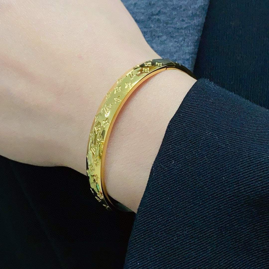 white letter Bangle for women - alternate angle view 2