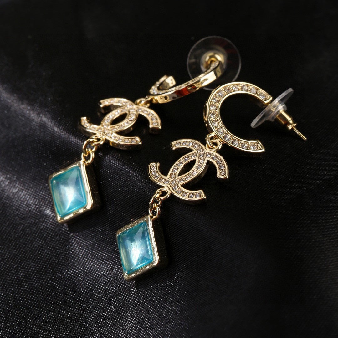 yellow brass double c Drop Earrings for women - alternate angle view 8