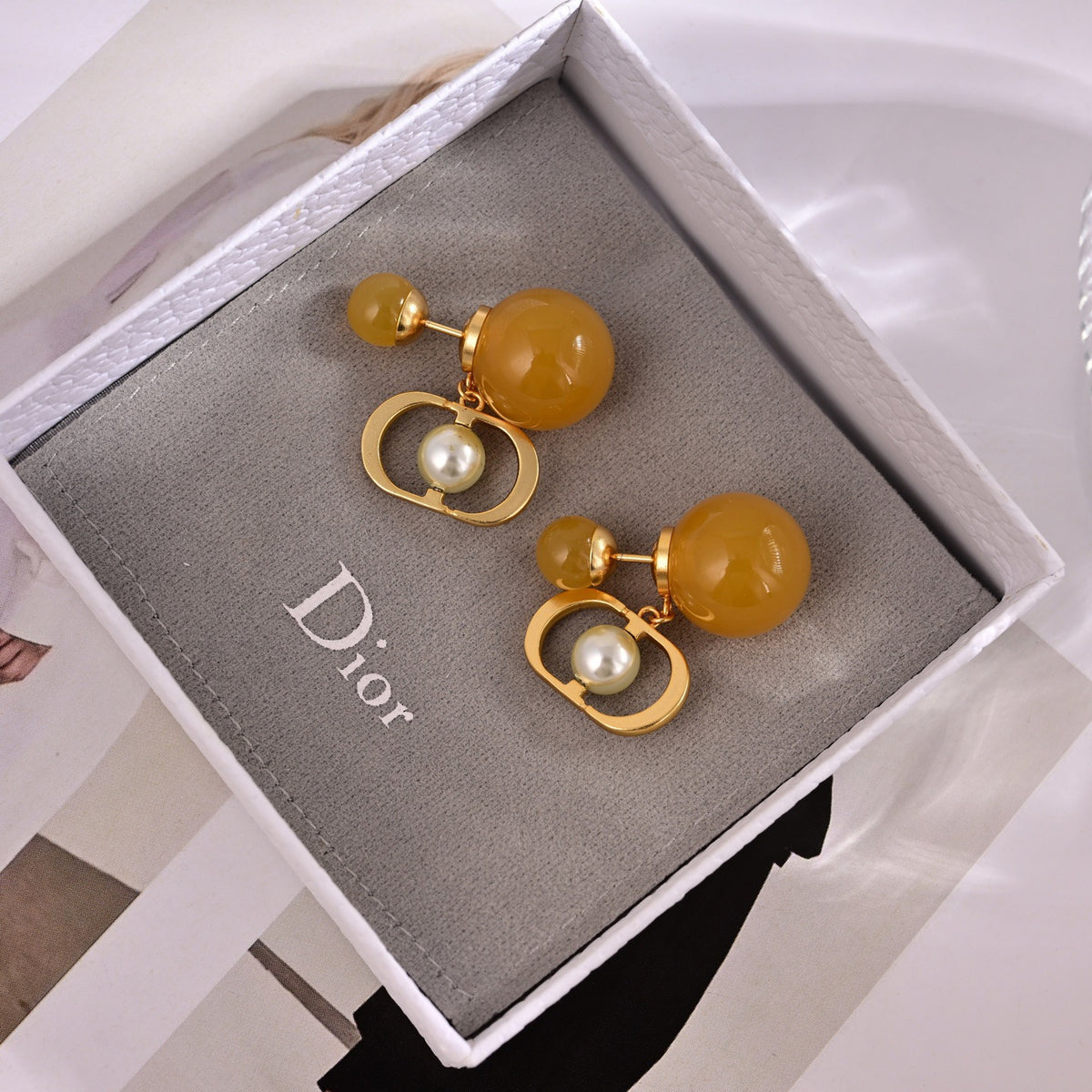 gold metal letter Drop Earrings for women - alternate angle view 7