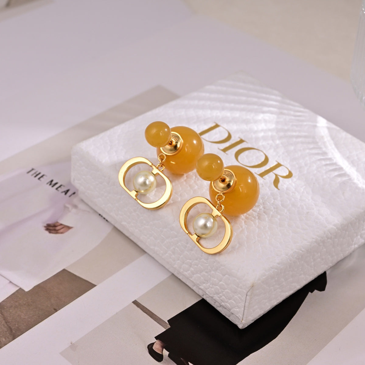 gold metal letter Drop Earrings for women - alternate angle view 3