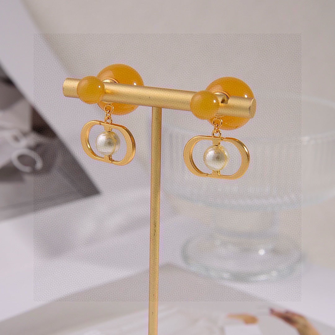 gold metal letter Drop Earrings for women - alternate angle view 4