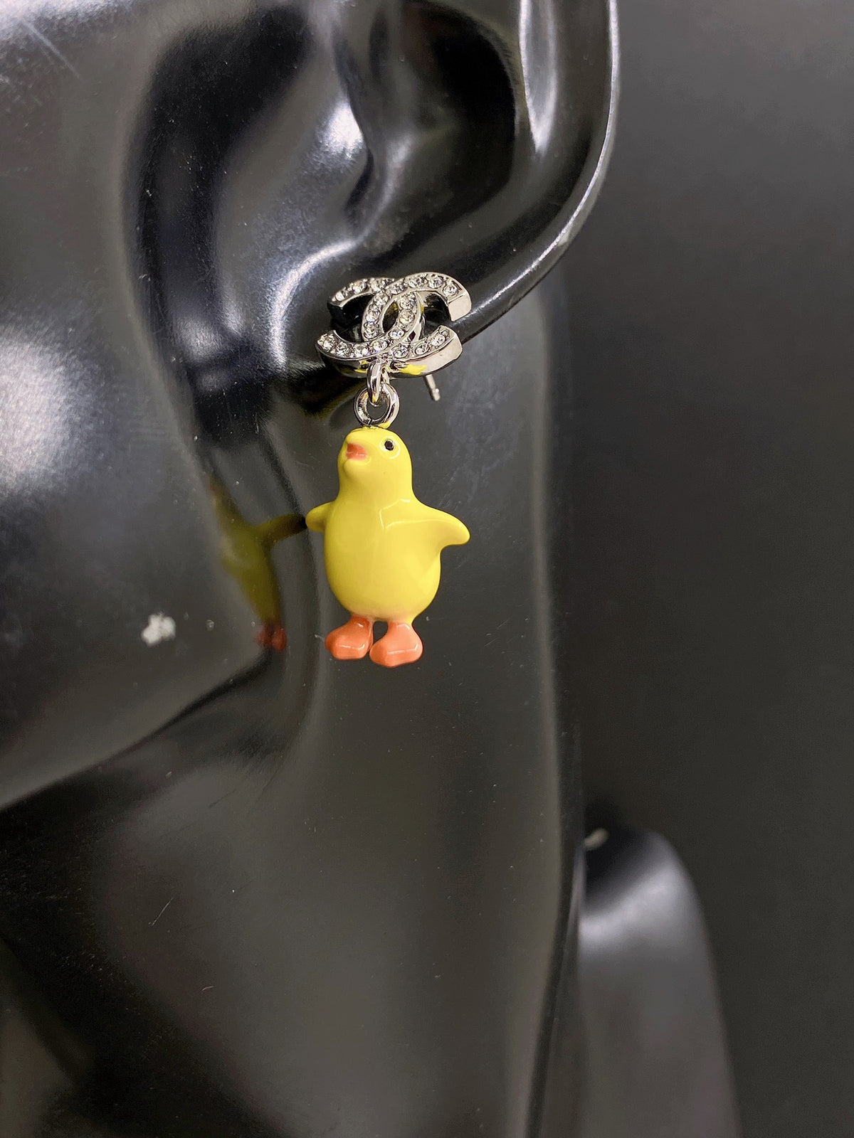 yellow brass Drop Earrings for women - alternate angle view 2