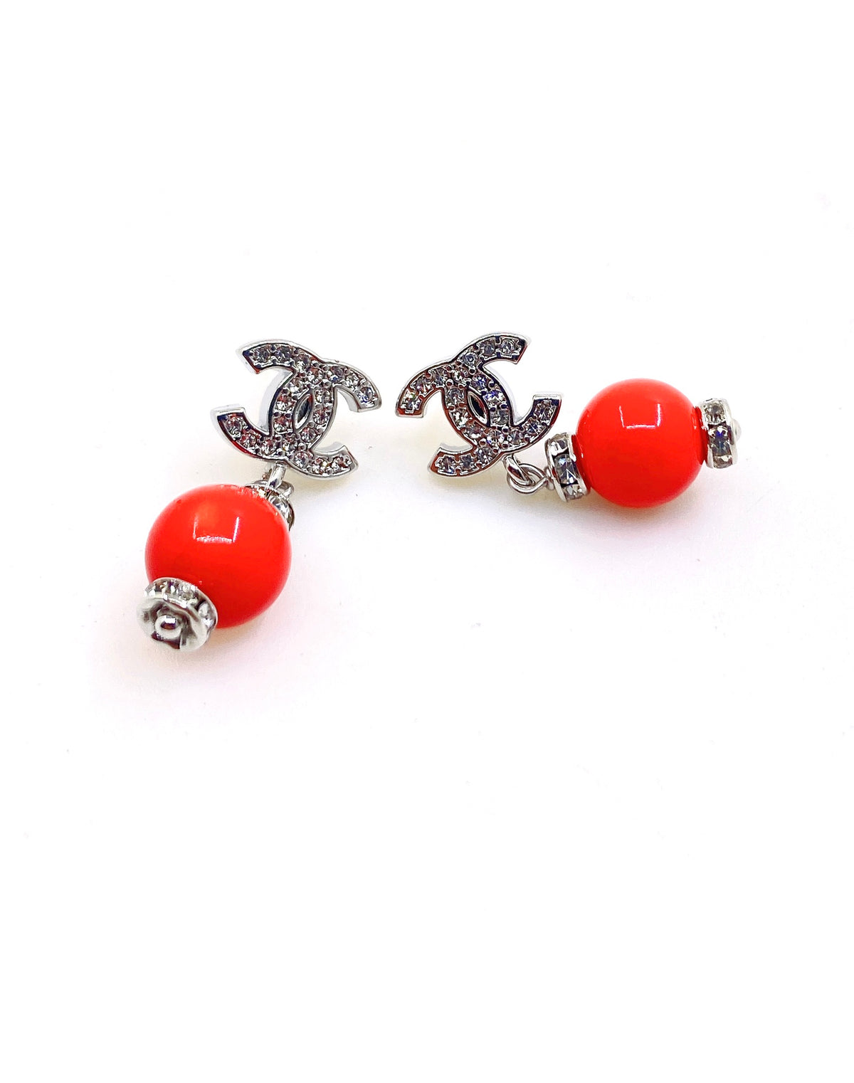 red brass pearl Drop Earrings for women - product detail view