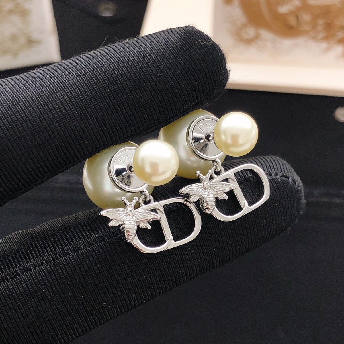 yellow brass Stud Earrings for women - product detail view