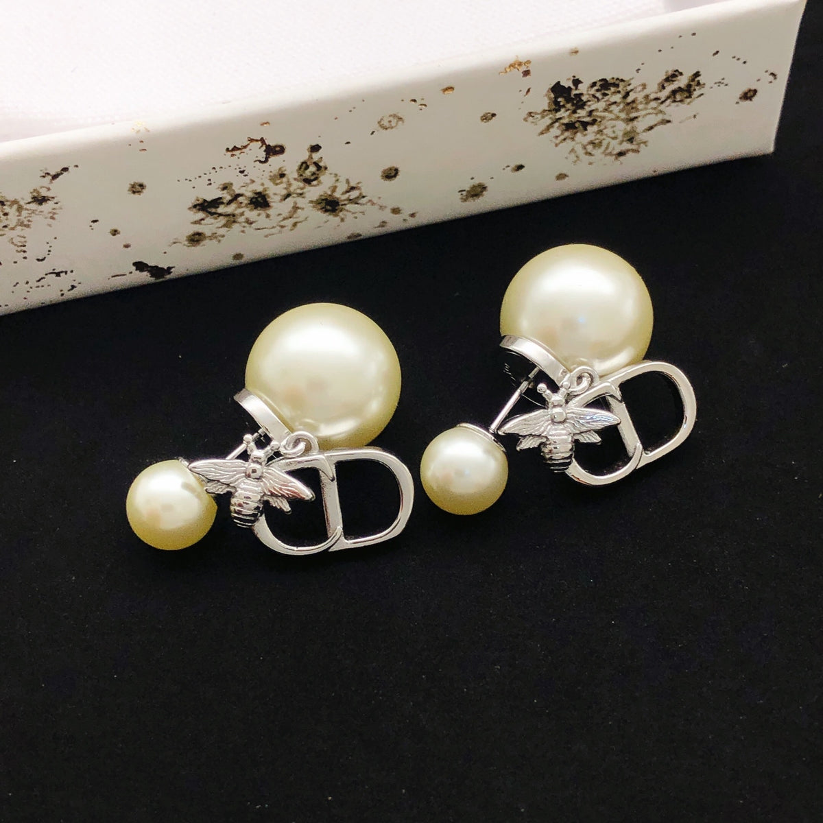yellow brass Stud Earrings for women - alternate angle view 5