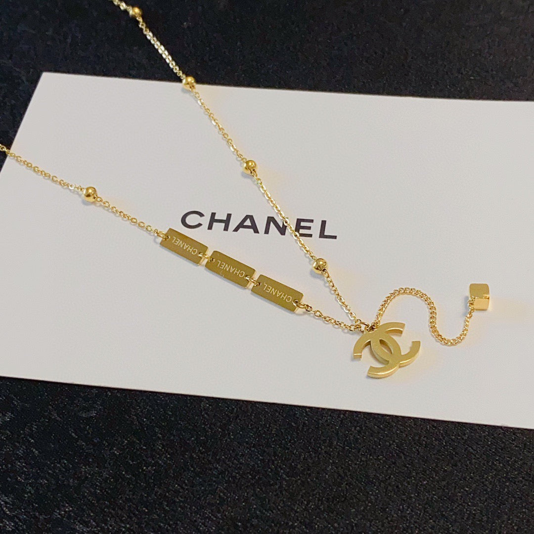 gold double c Necklace for women - alternate angle view 4