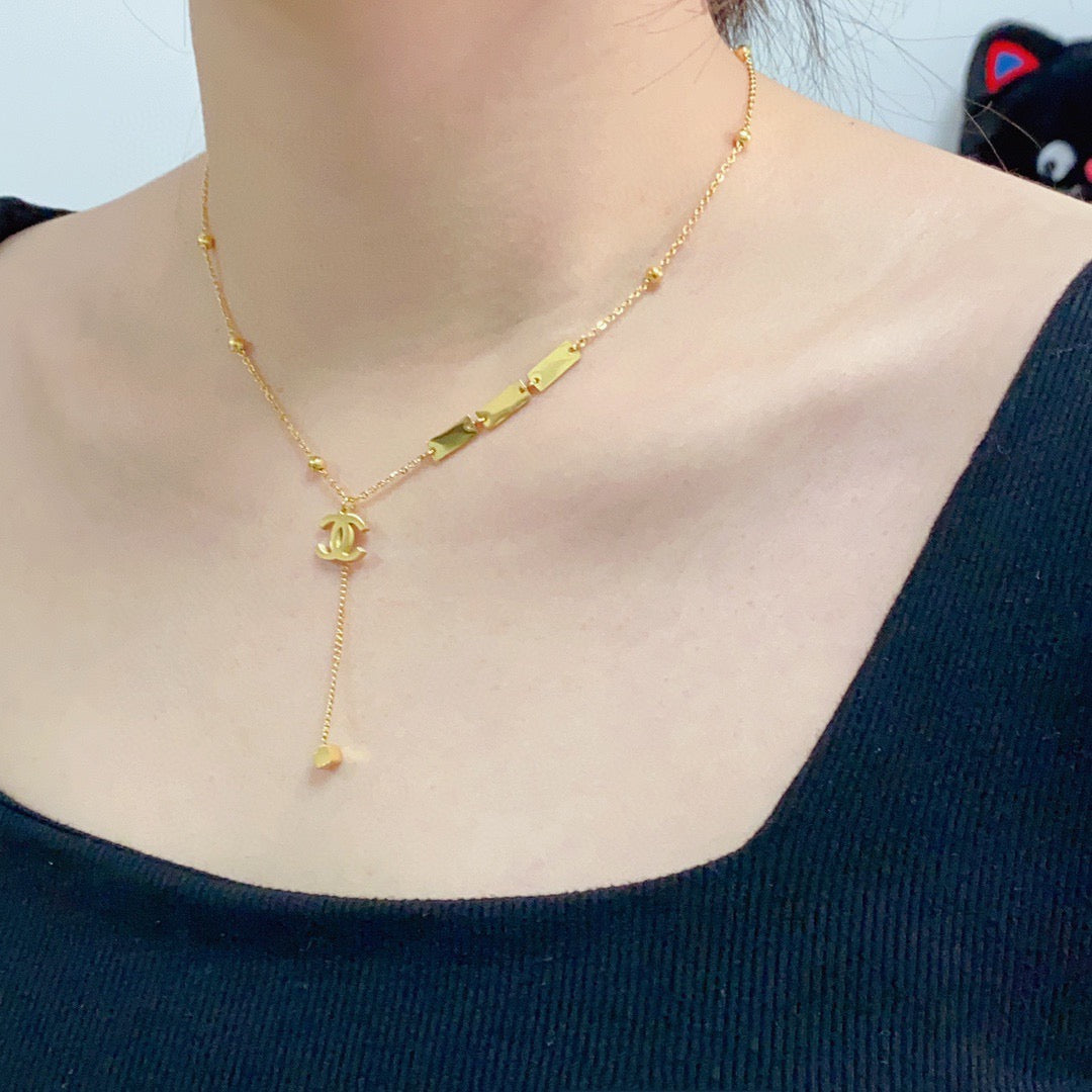 gold double c Necklace for women - product detail view