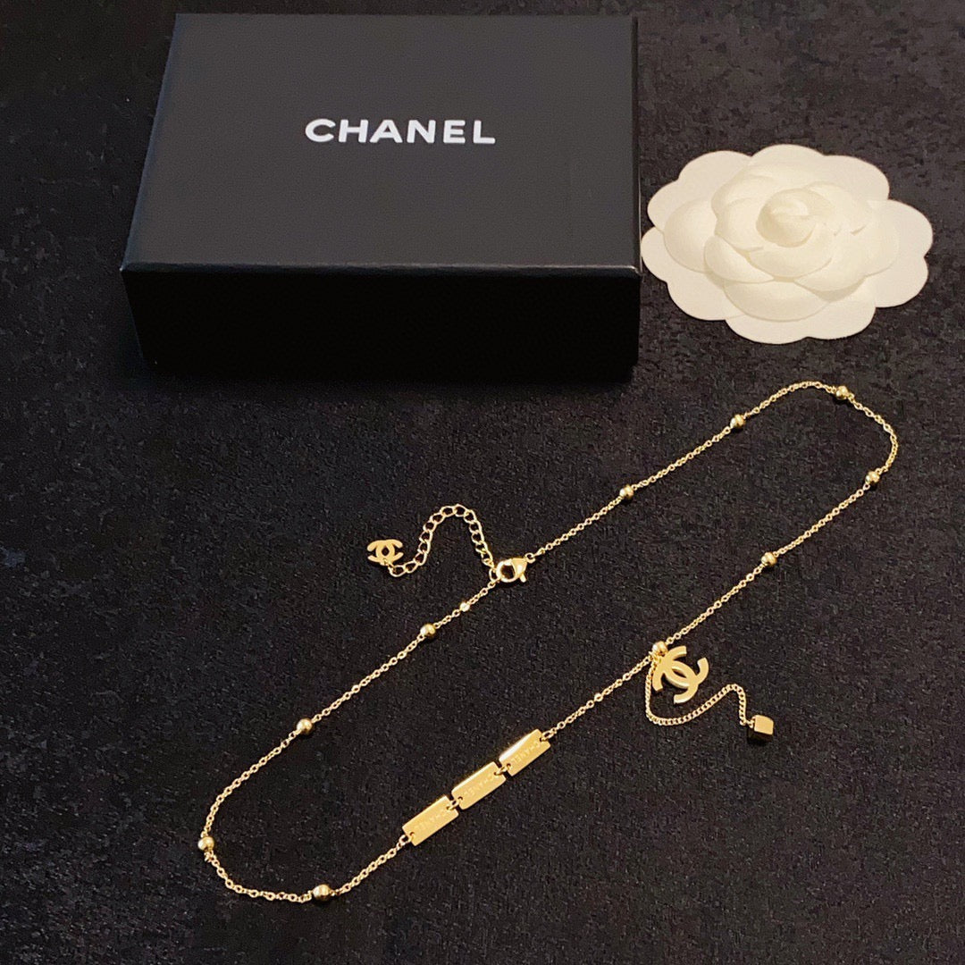 gold double c Necklace for women - alternate angle view 9
