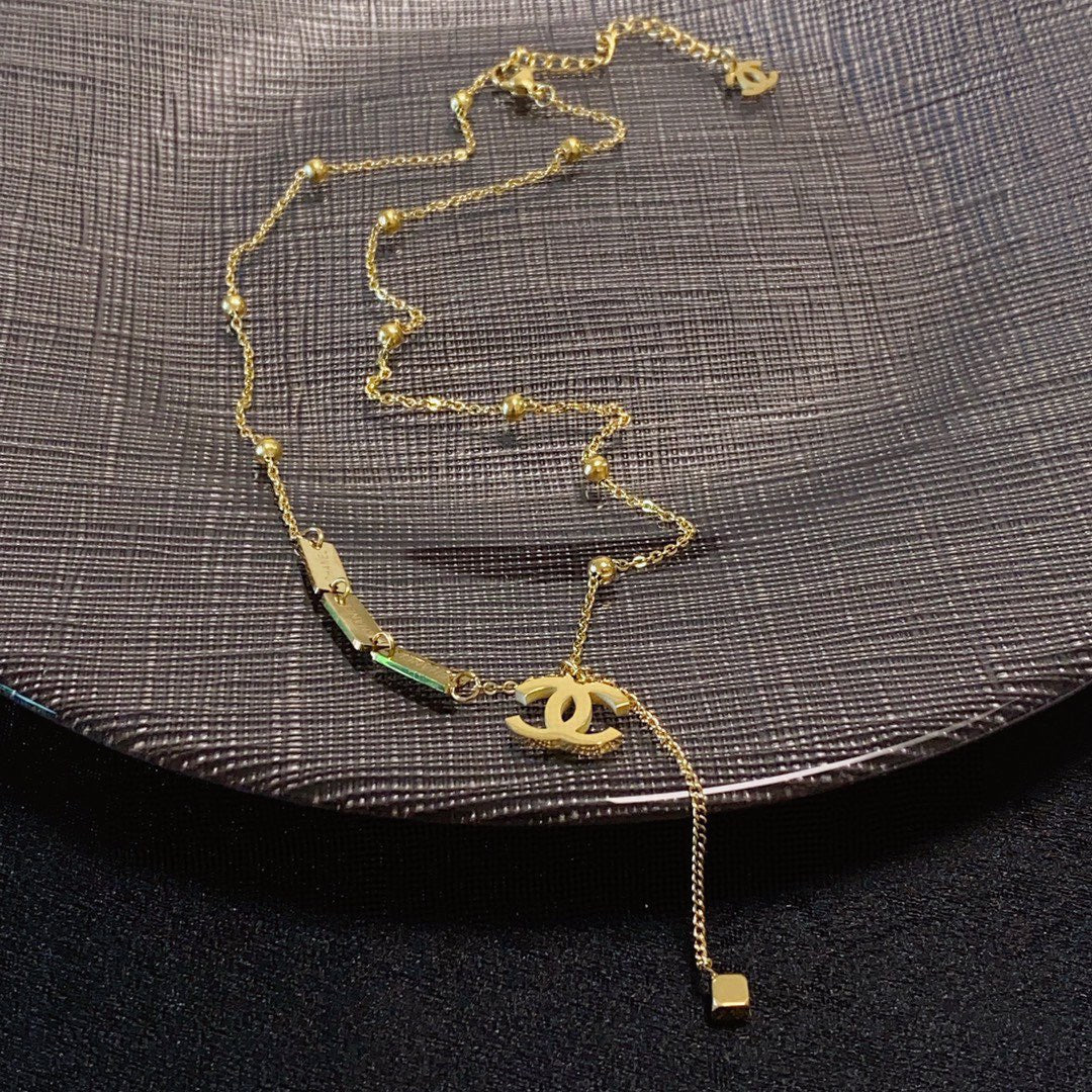 gold double c Necklace for women - alternate angle view 7