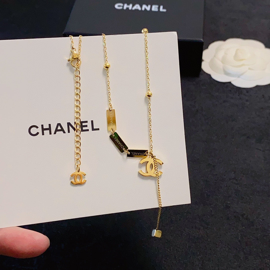 gold double c Necklace for women - alternate angle view 6