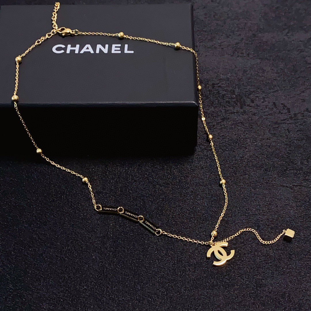gold double c Necklace for women - alternate angle view 5