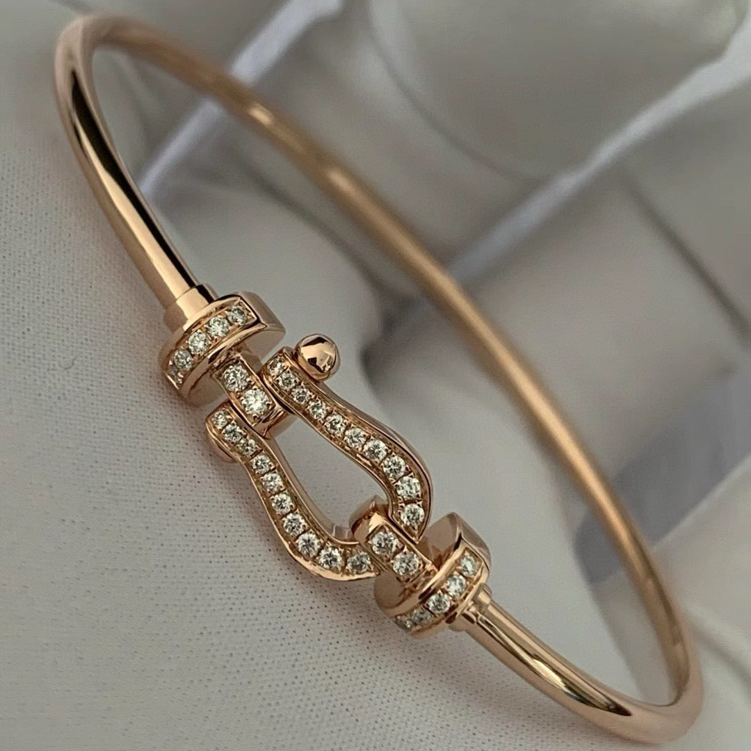 rose gold crystal rose Bangle for men - alternate angle view 5