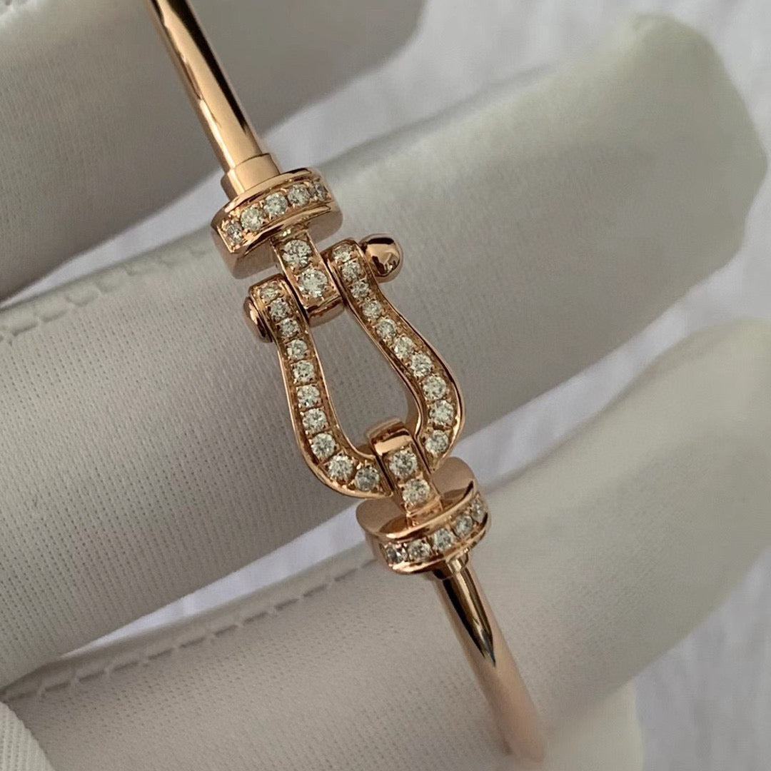 rose gold crystal rose Bangle for men - alternate angle view 4
