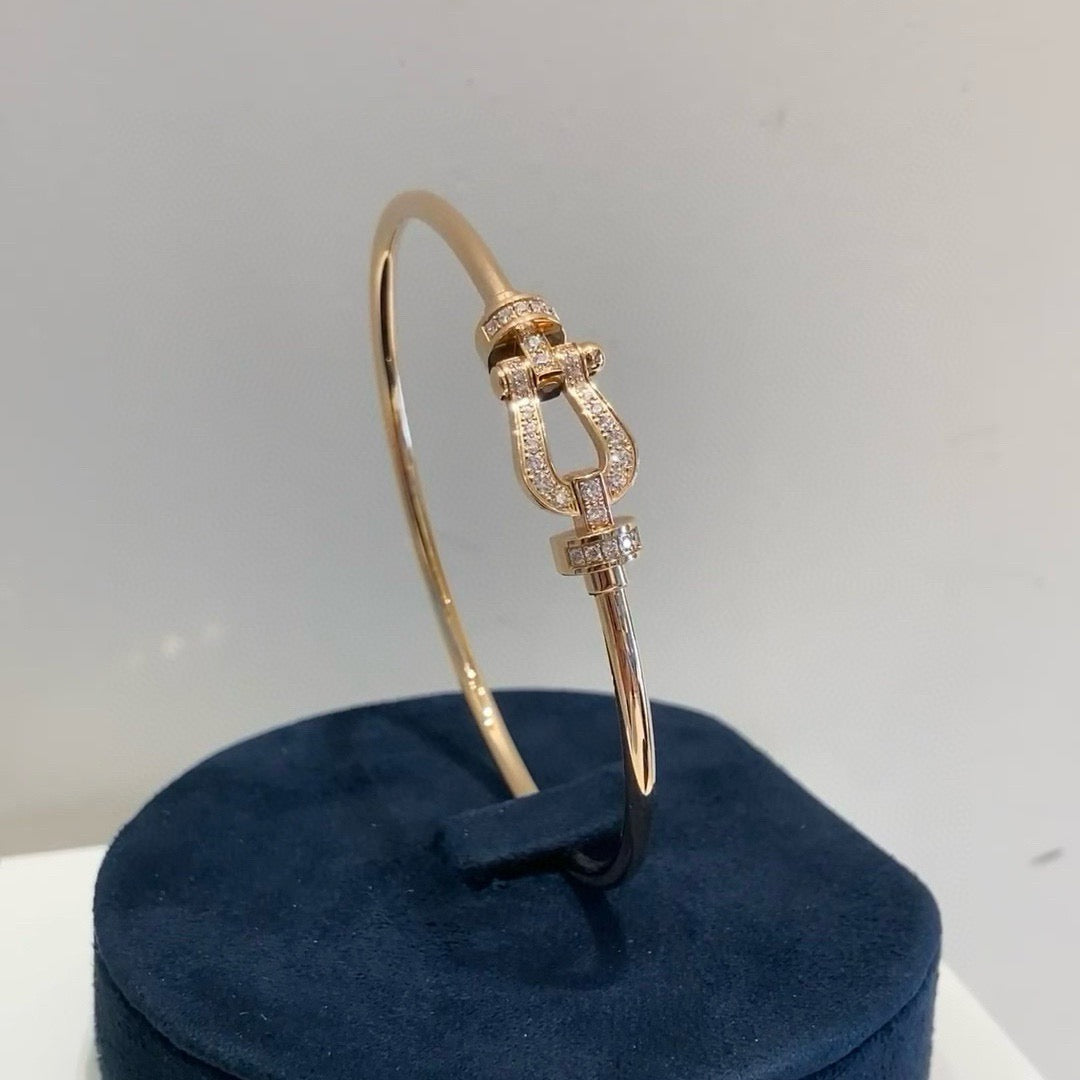 rose gold crystal rose Bangle for men - alternate angle view 6