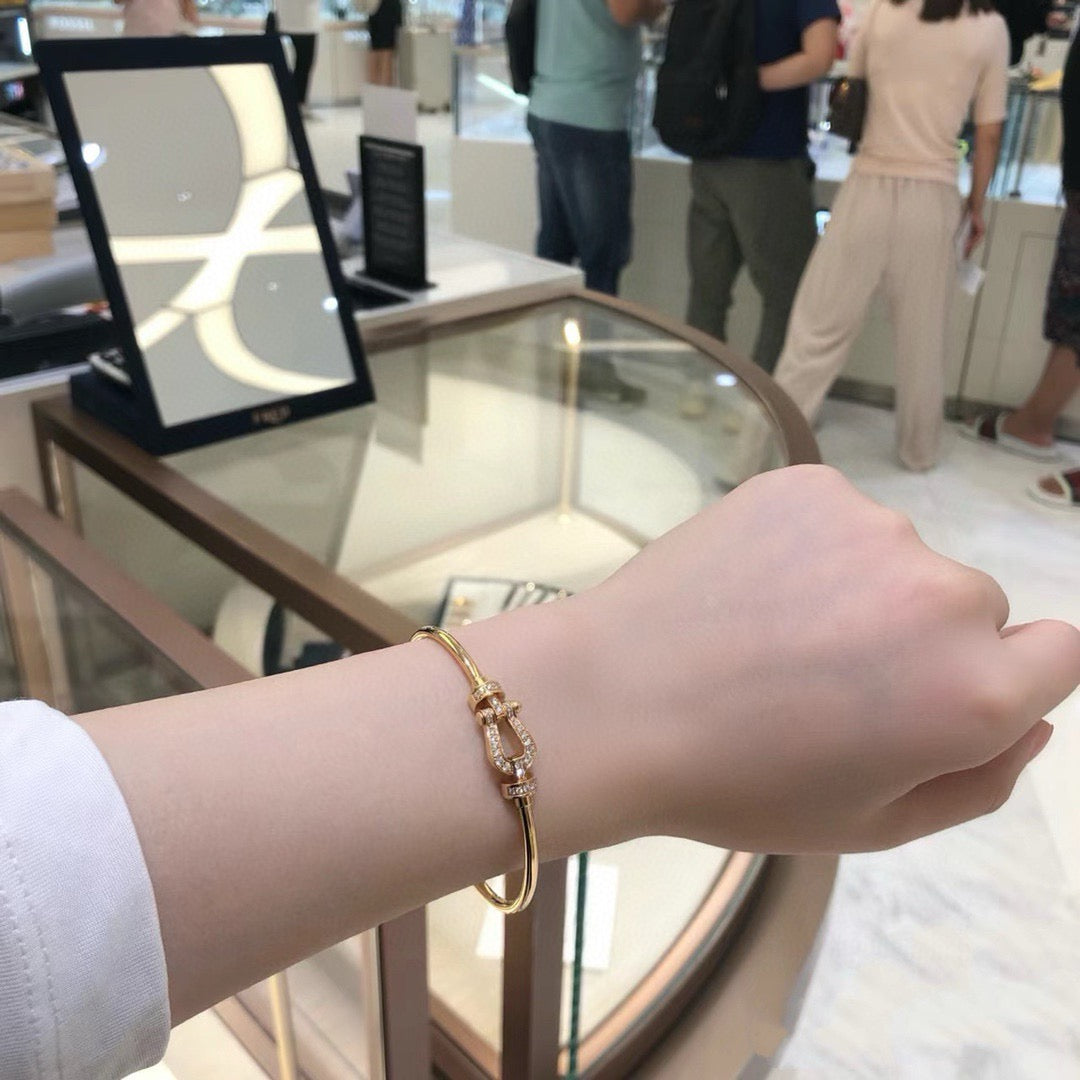rose gold crystal rose Bangle for men - alternate angle view 9