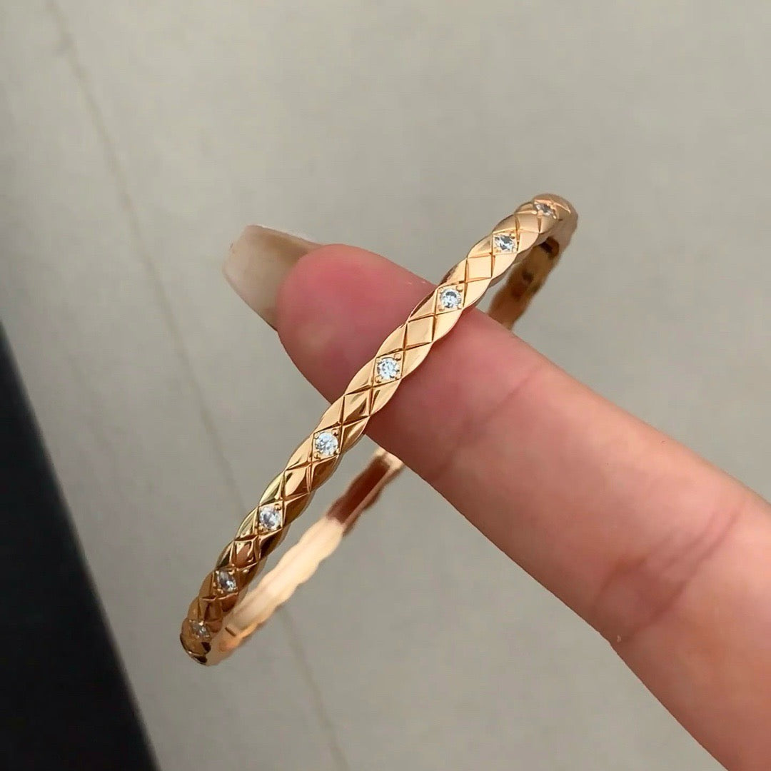 red crystal letter Bangle for women - alternate angle view 5