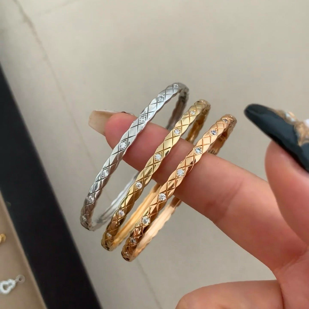 red crystal letter Bangle for women - product detail view