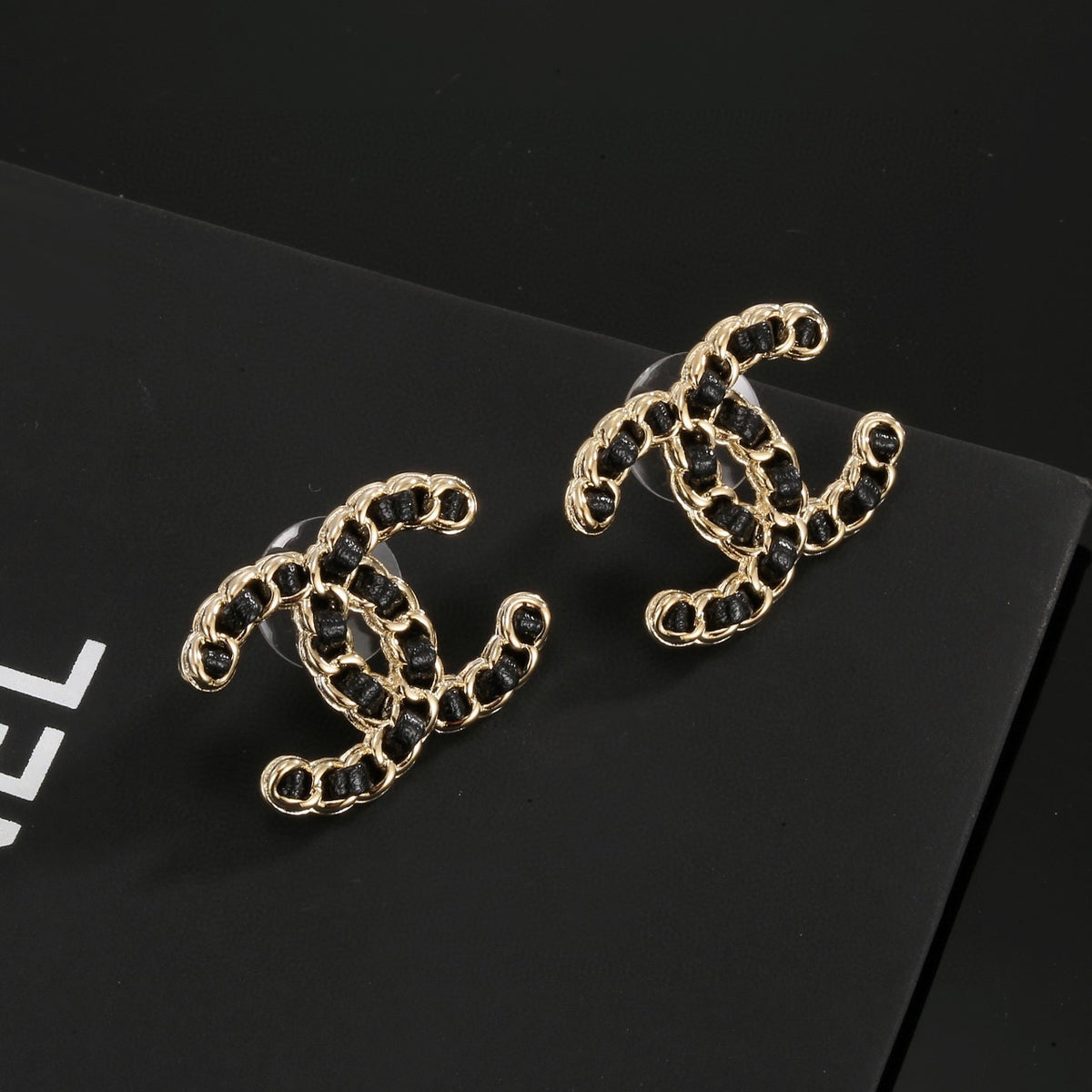 black leather luxury Drop Earrings for women - alternate angle view 6