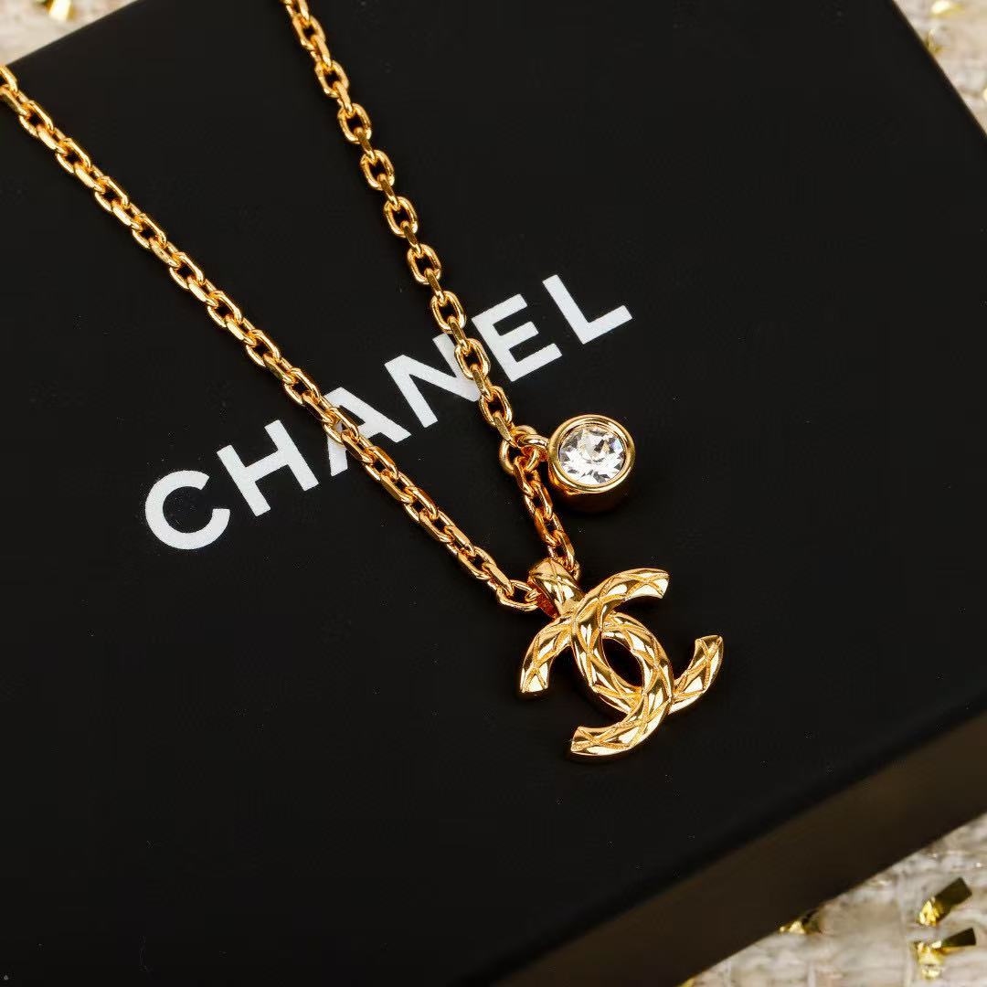light gold double c Necklace for women - product detail view